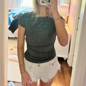 Open Edit sparkly ruched short sleeve top